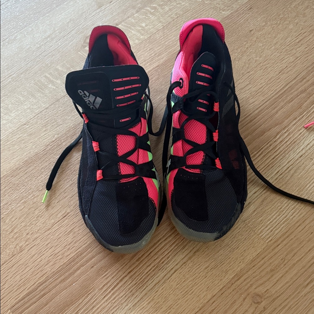 Adidas Neon Pink and Black Athletic Shoes